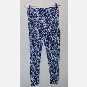 Blue Purple Feather Print Leggings Ed Hardy Sz M NWT Stretch Pants NWT Casual